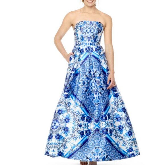 NWT Speechless Prom Formal Chinoiserie Blue White Floral Dress Sz 7 Homecoming - Picture 14 of 16